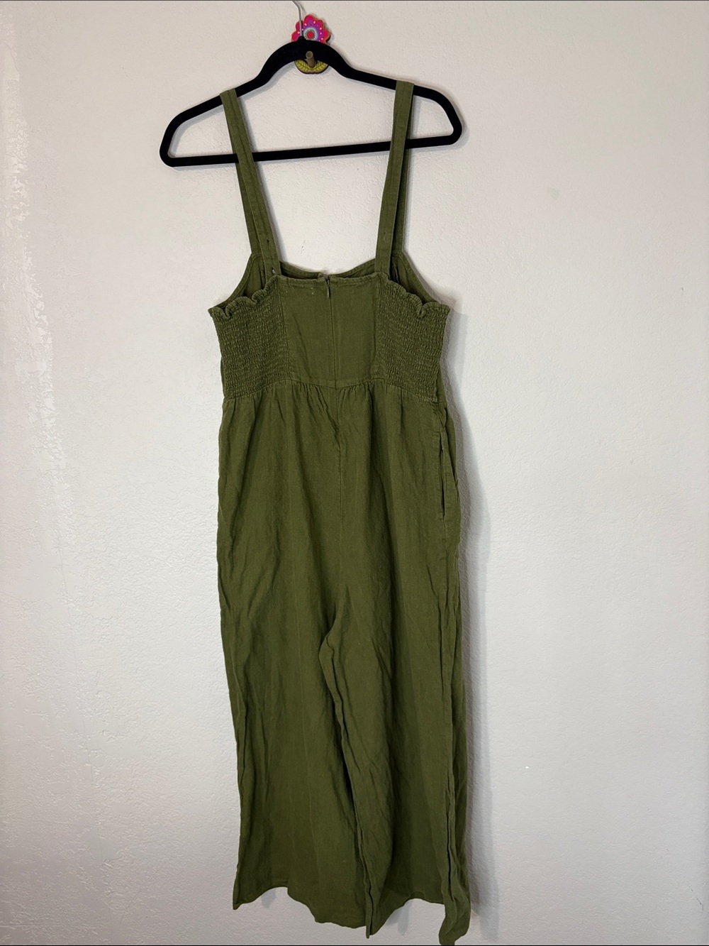 Madewell Linen Cotton Button Jumpsuit Green Wide Leg 12 - Picture 6 of 9